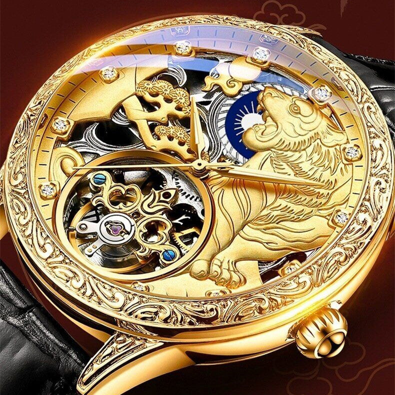 Men's Fully Automatic Mechanical Watch Stereo Relief Waterproof
