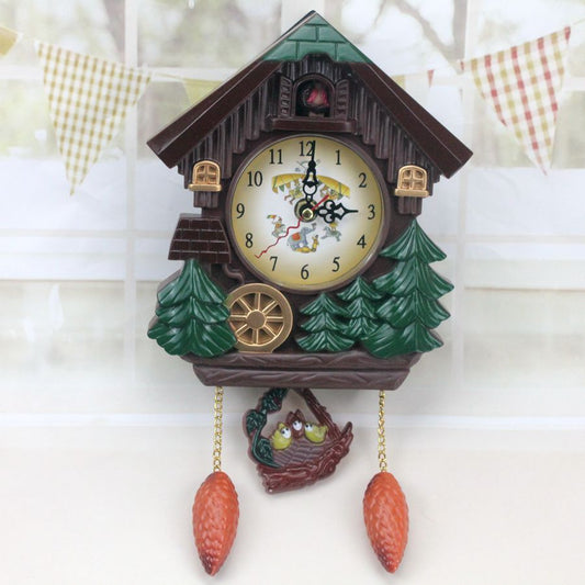 Cuckoo House-Shaped Creative Wall Clock Cartoon Children'S Room Decoration Wall Clock On The Hour Music Timekeeping