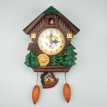 Cuckoo House-Shaped Creative Wall Clock Cartoon Children'S Room Decoration Wall Clock On The Hour Music Timekeeping