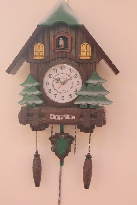 Qiaohu Wall Clock Living Room Creative Wall Clock Wood Cuckoo Wall Clock