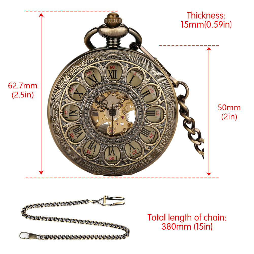 Hollow Pumpkin Ball Flip Mechanical Pocket Watch