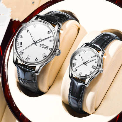 Men's And Women's Fashion Casual Diamond-set Waterproof Mechanical Watch