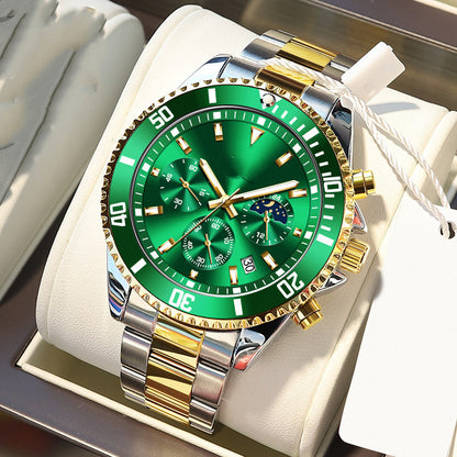 Men's Fashion Multifunctional Chronograph Three-eye Quartz Watch Waterproof Watch