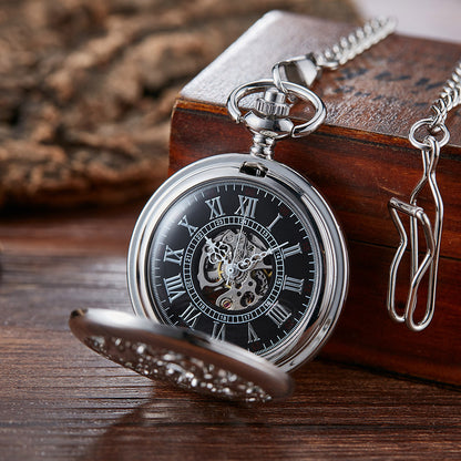 Hollow Relief Mechanical Large Pocket Watch