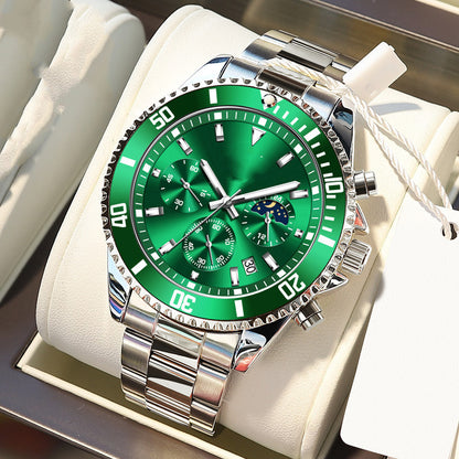 Men's Fashion Multifunctional Chronograph Three-eye Quartz Watch Waterproof Watch